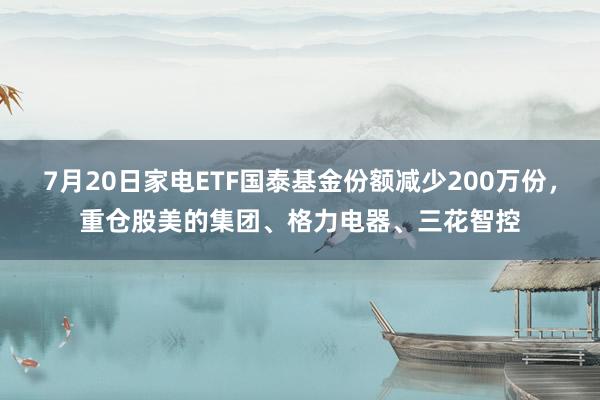 7月20日家电ETF国泰基金份额减少200万份，重仓股美的集团、格力电器、三花智控